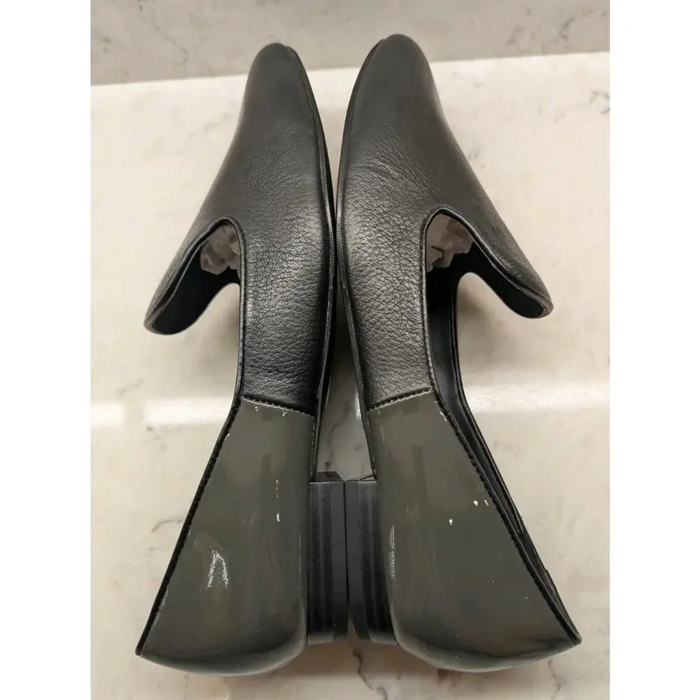 LOGO Meryl Leather Slip on Loafers Black/Pewter Patent 8.5 NEW Lori Goldstein